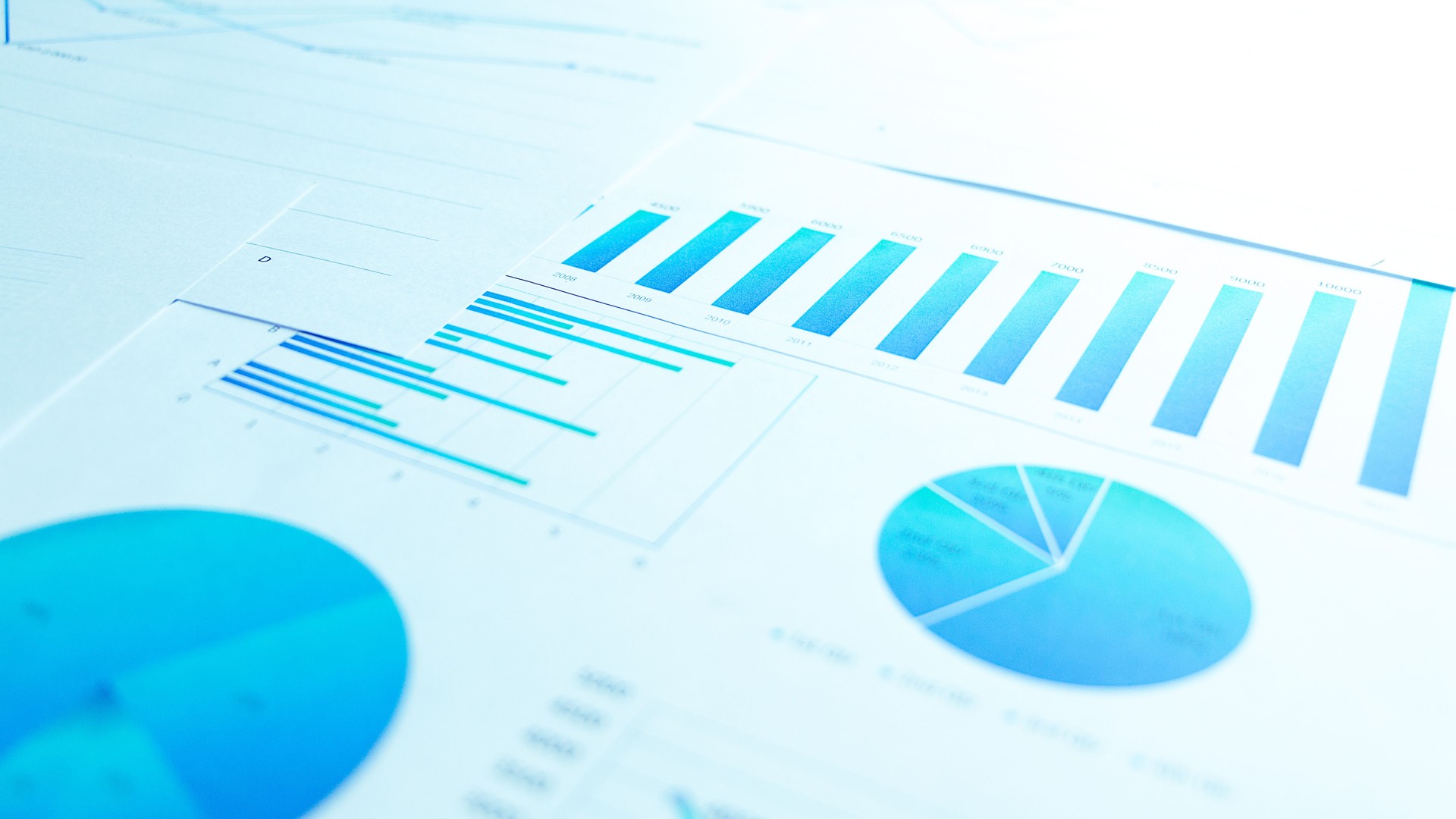 Many charts and graphs reflect the company's concept of data collection and statistical performance in the past year.